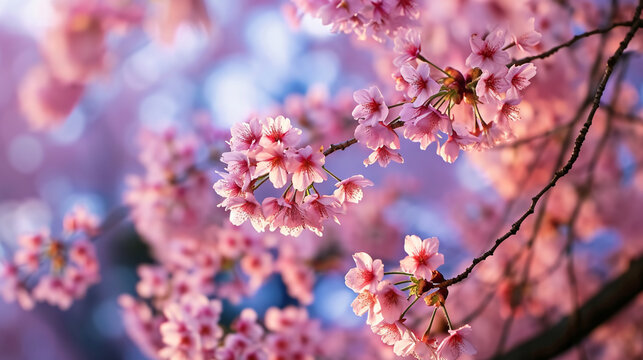 beautiful cherry blossom, sakura tree background, japanese spring . Generative Ai