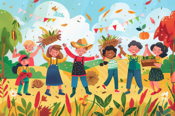 Adults and children celebrated in festivals.