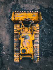 Top View of Bulldozer at the Mine: Captured by Drone Photography
