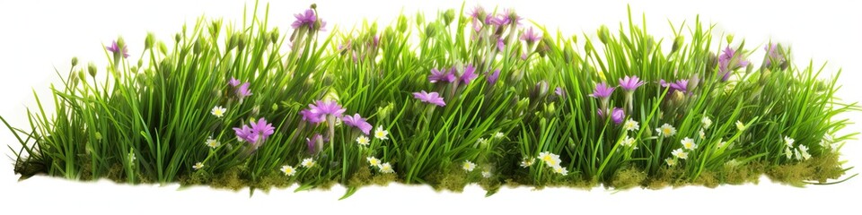 Summer Blooms: Green Grass Border with Flowers