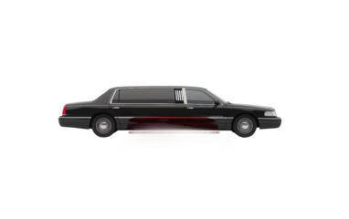 A Black Limousine Stands Ready on the Red Carpet Isolated on Transparent Background.