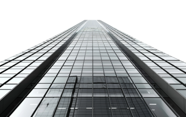 The Skyward Reach of a Sleek Modern Skyscraper Isolated on Transparent Background.