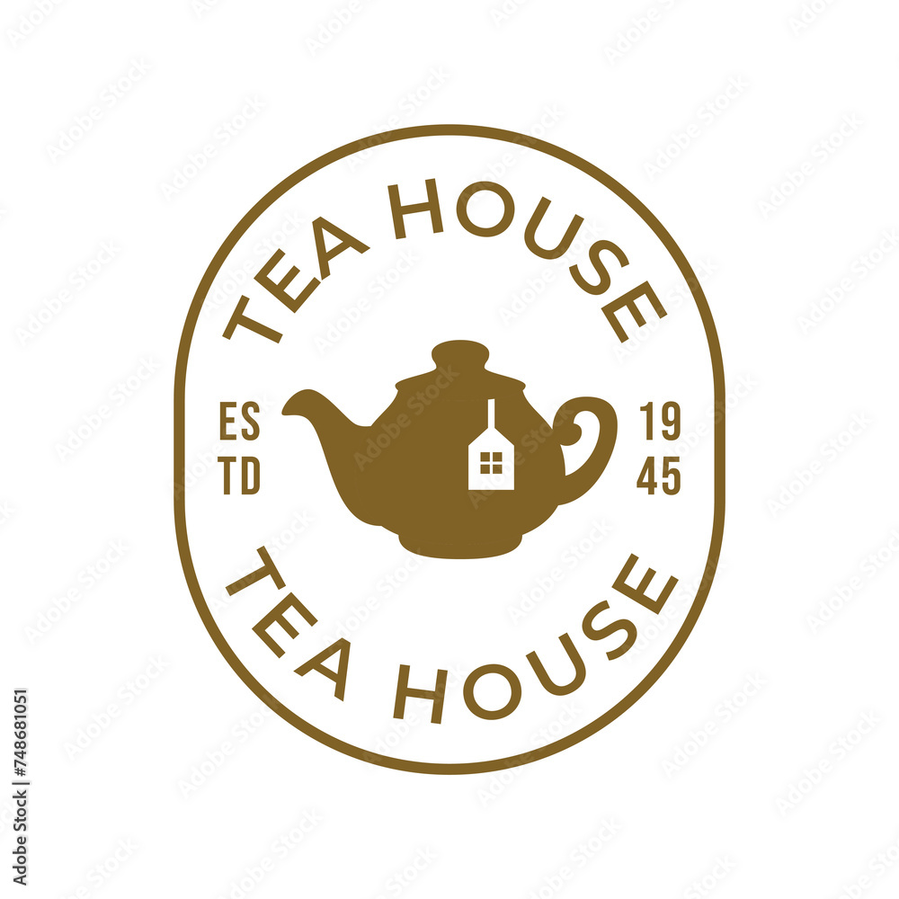 Wall mural Teapot green tea leaf logo icon design template flat vector. Vector Tea logo isolated on a white background