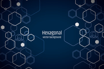Fototapeta premium Vector hexagon technology background. Abstract hexagons background with lines and dots. Design for science, medicine, or technology.