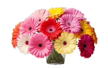 Vibrant Gerbera Daisy Bouquet on white background