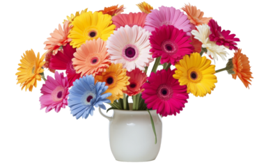 Cheerful Gerbera Daisy Arrangement on white background