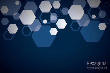 Hexagonal dark blue navy background texture placeholder, radial center space, 3d illustration, 3d rendering backdrop