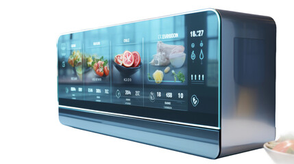 Smart Refrigerator with Touchscreen Interface on transparent background