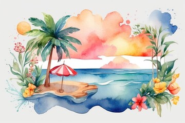 Watercolor summer element 