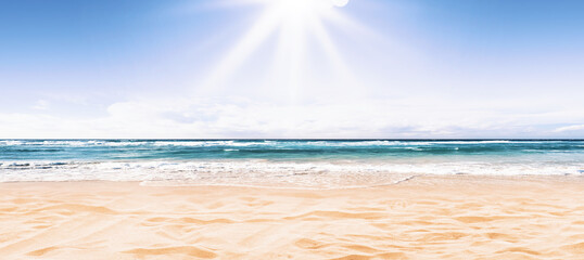 Exotic sandy beach and ocean waves