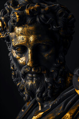 Zeus Unveiled: Black Sculpture with Gold Accents