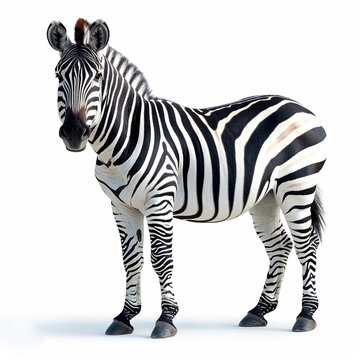 Zoo, Zebra on white isolated background - AI generated image