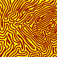 Yellow abstract geometric distorted background.  Waves, swirl, twirl pattern. Twisted and distorted vector texture in trendy retro psychedelic style. Y2k aesthetic. Simple trippy background
