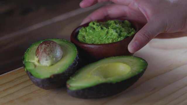 Chilean Typical Avocado Food palta Chile wooden background Selective Focus.