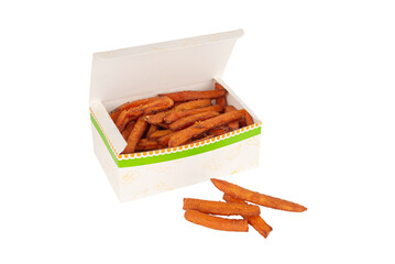 Sweet potato fries in a box. Batata to go