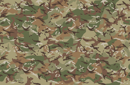 Multi-terrain (multicam) camouflage seamless pattern. Seven colors and shades of the natural environment.