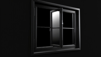 Glossy window isolated on black background.