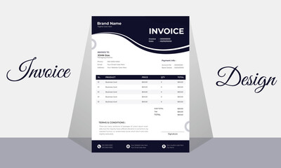 Naklejka premium Invoice minimal design template Minimal Corporate Business Invoice design template vector illustration bill form price invoice Creative invoice template vector. business stationery design payment pro