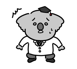 予想外のことに驚くかわいいコアラのキャラクター