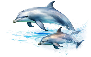 Serene Dolphin Grace on white background
