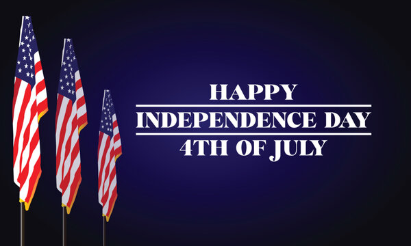 Happy Independence Day 4Th Of July Day Text With Usa Flag Design