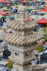 Bas-relief patterns of weather towers.
Thong Lam Lo Son Pagoda. Vietnam, a suburb of Nha Trang. The country's largest statue of Buddha Amitabha.