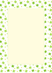 Four leaf clovers pattern design frame template background.