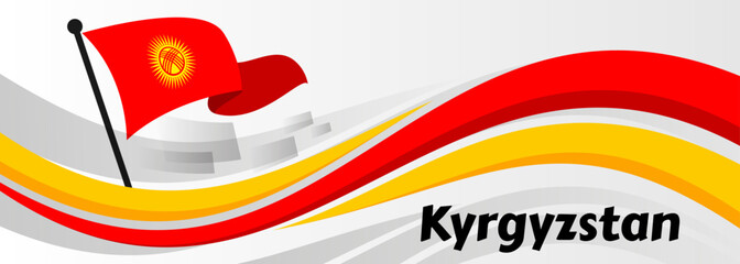 National day of Kyrgyzstan banner with retro abstract geometric shapes