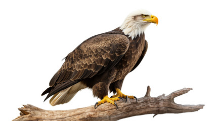 Majestic Bald Eagle Perched on white background