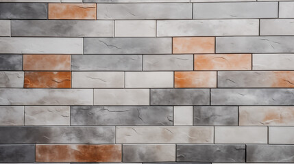 Fototapeta premium Abstrakcyjne ceglane tło - murowana szara ściana, tapeta ścienna imitująca cegły. Nowoczesna sztuka geometryczna