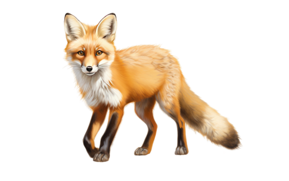 Curious Red Fox's Adventure on white background