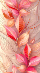 Seamless pattern with flowers, leaves, and abstract colors for a vintage wallpaper or nature-inspired design. 