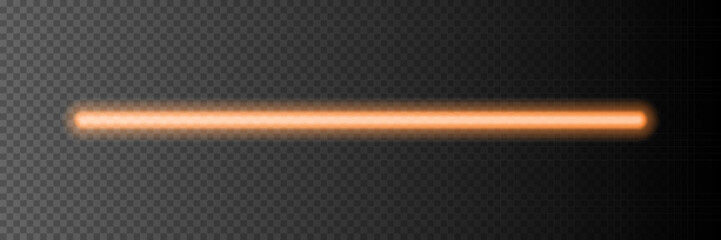 Neon light stick on transparent background. Orange led line glowing vector illustration. Electric color design for party or clubs © backup16