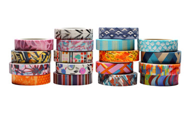 Artistic Collection of Washi Tapes on white background