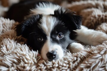 Obraz premium Puppy Gaze: The Innocent Charm of a Border Collie Generative AI
