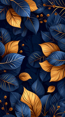 Fototapeta na wymiar Seamless pattern with flowers, leaves, and abstract colors for a vintage wallpaper or nature-inspired design. 