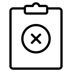 Cancel clipboard and delete task list line icon. Cancellation and rejection survey