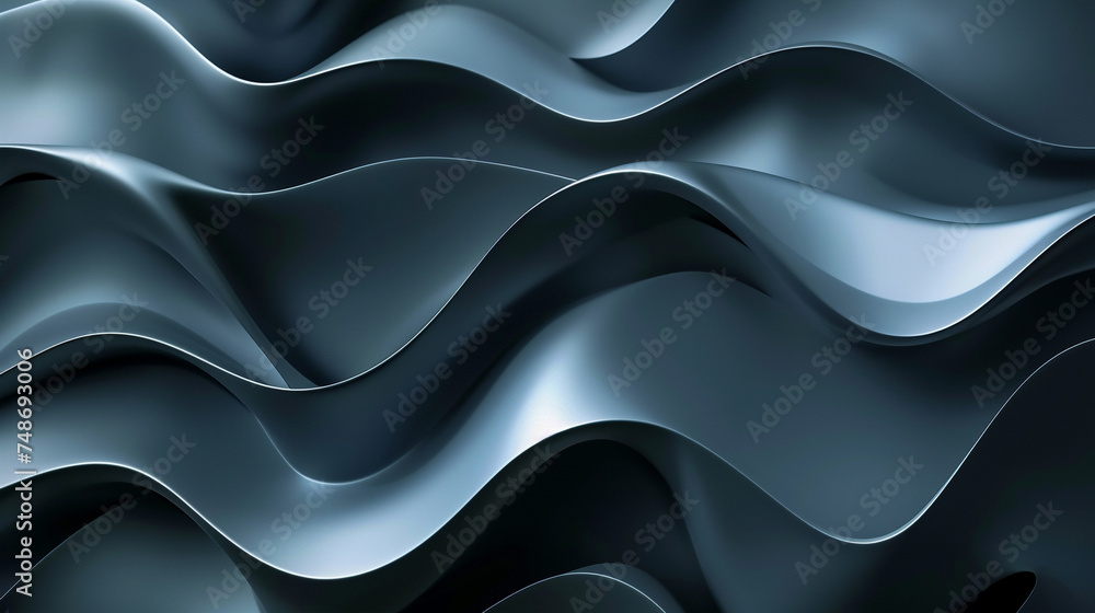 Poster elegant black satin with undulating abstract waves suitable for luxurious background themes.