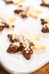 Making Cutout Sugar Cookies, Chocolate-Dipped, Hazelnut-Sprinkled