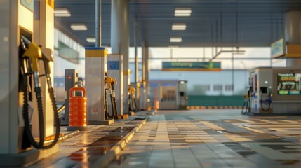 Background of a gas station with copy space - obrazy, fototapety, plakaty