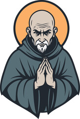 Medieval Christian monk, vector illustration - 748695827