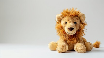 stuffed toy lion on white background