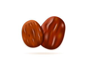 3d illustration of two dates or kurma. fruit or food. symbol or icon. minimalist 3d illustration design. graphic elements. 3d vector