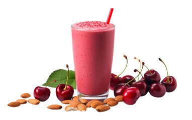 Sweet Tangy Cherry Almond Smoothie on white background