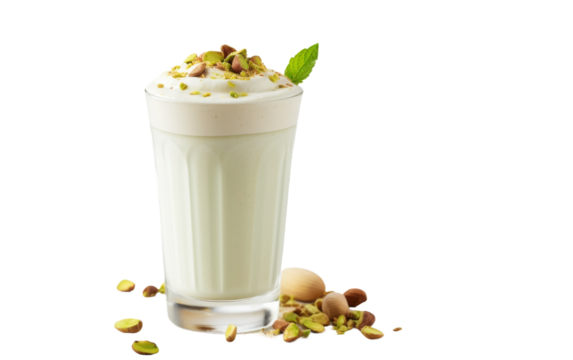 Sweet Creamy Pistachio Milkshake on white background