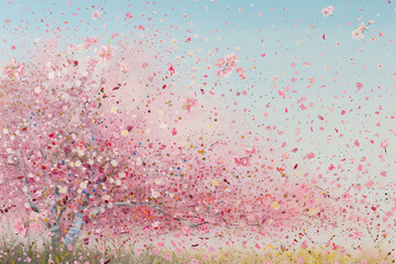 A  painting 'flying cherry blossoms'.