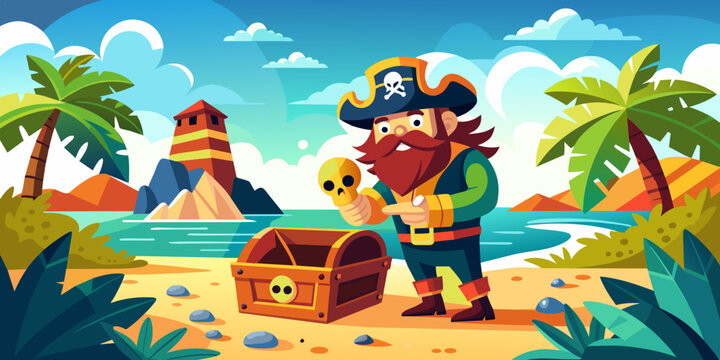 Hidden Treasures: Pirate Adventure Vector Illustration