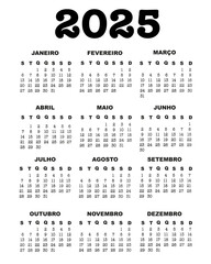 Vertical Portuguese calendar 2025