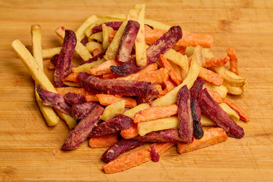 vegetables cut into strips to be cooked
