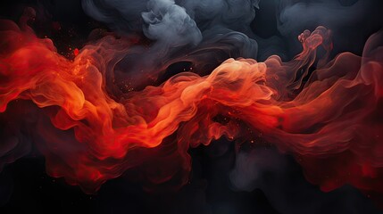 Merging black and red smoke. Abstract background